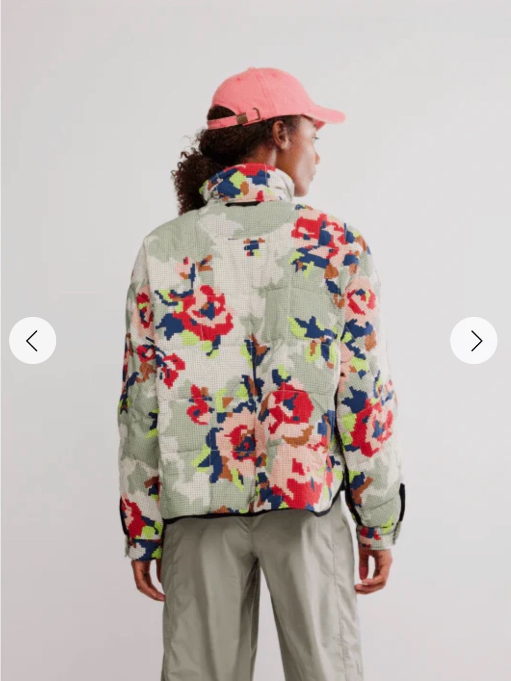 FP Movement Pippa Packable Printed Puffer Jacket Cross Stitch Floral L NWT - Picture 6 of 9